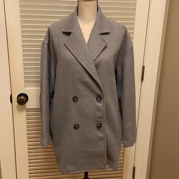 Free People Hannah Oversized Slouchy Blazer /Pea Coat in Washed Black - Picture 5 of 16